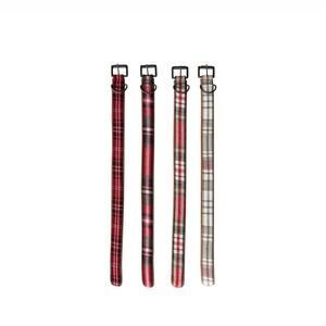 NWT Creative Co-op Cotton & Leather Large  Red Plaid Dog Collar Item # XS5767A